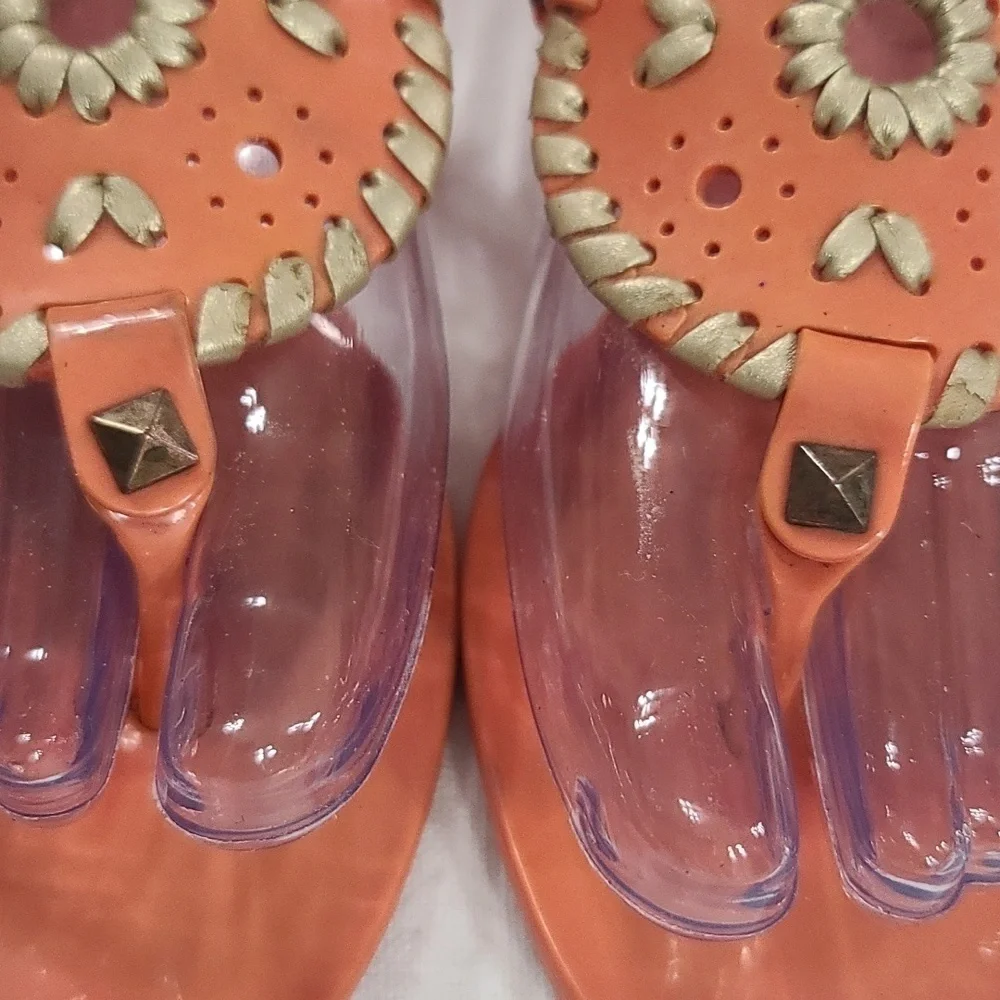 Jack Rogers Womens‎ Sandals Orange/Gold Slip-ons Size 5 GUC